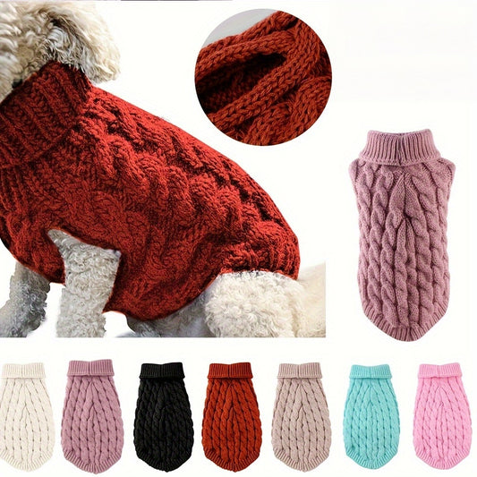 1Comfortable Knitted Cat and Dog Sweater - Soft Acrylic Pullover for Small to Medium Pets，Winter and Autumn Thermal，Yes7Available Colors，Machine Washable