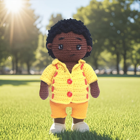 Vioiv Yellow Clothes Doll Crochet Kit for Beginners - Amigurumi Adult Crochet Handmade DIY - Animal Crochet Kit for Beginners - Contains everything you need for crocheting - Contains paper English basic stitch tutorial instructions - Contains detailed tea