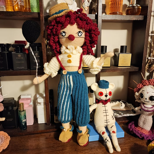 Suitable for experienced crochet crafters little boys and dolls DIY Crochet Kit，Includes complete handmade kit、Yarn and hook，Including crochet tutorial steps，It's the perfect home decor gift，It's also a delightful gift for handicraft enthusiasts，Christmas