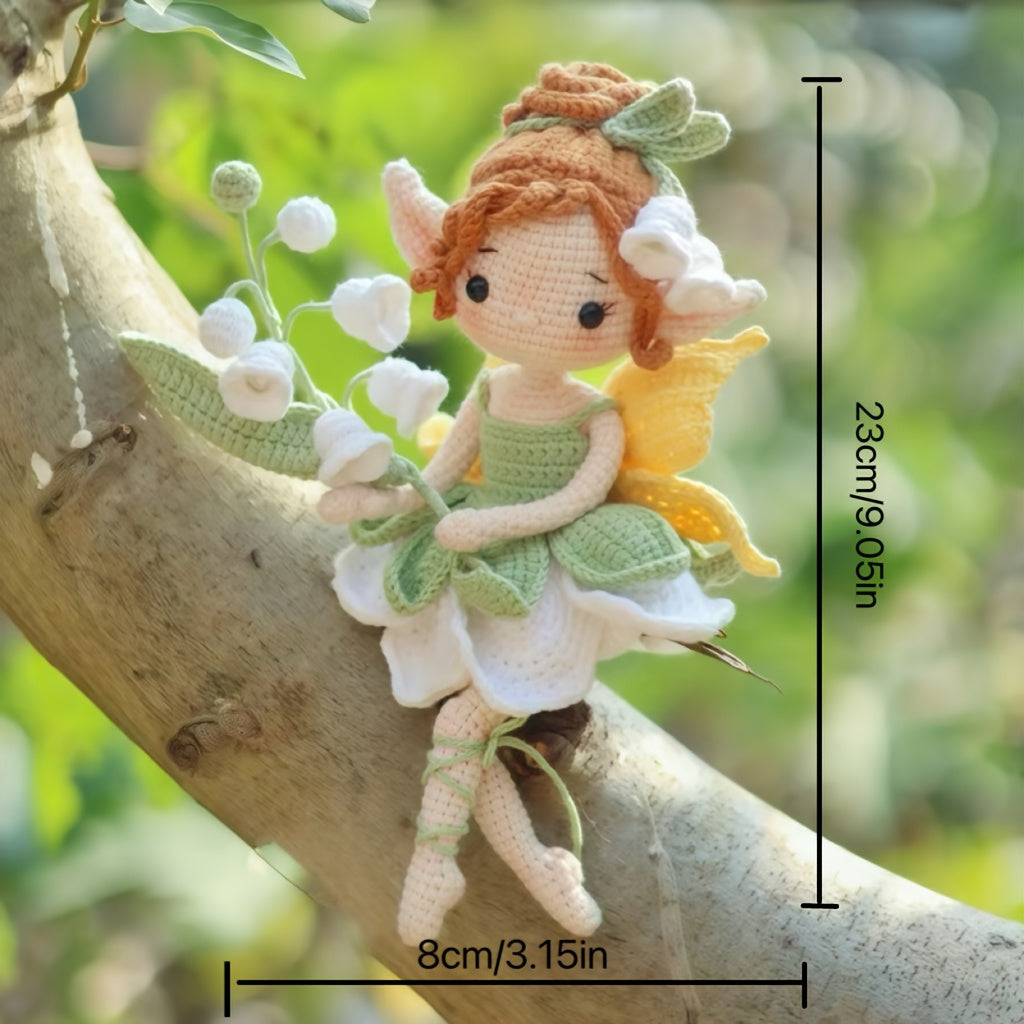 1pc/set, beginner DIY crochet set, Lily of the Valley flower fairy Girl, DIY crochet materials include yarn and hooks, complete DIY handicraft set with crochet teaching steps, perfect for home decoration and gifts, suitable for experienced crochet enthusi