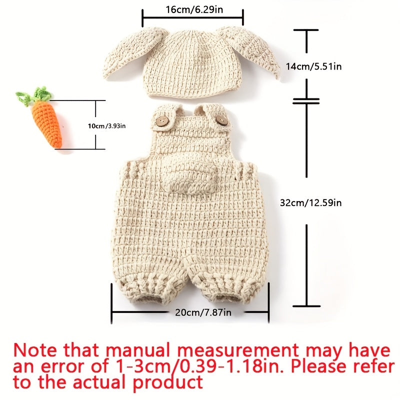 Crochet Carrot Bunny3Set of Cute Fleece-Lined Suspender Pants for Newborns