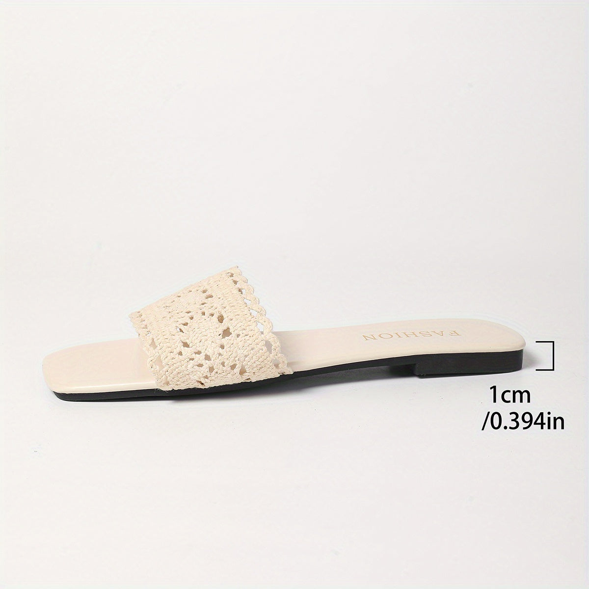Women'S Summer Crochet Slide Sandals - Open-Toe Flat Sole, Breathable Mesh Upper with White PVC Sole, Casual Beach & Casual Attire, Casual Footwear | Crochet Sandals | Mesh Upper Sandals