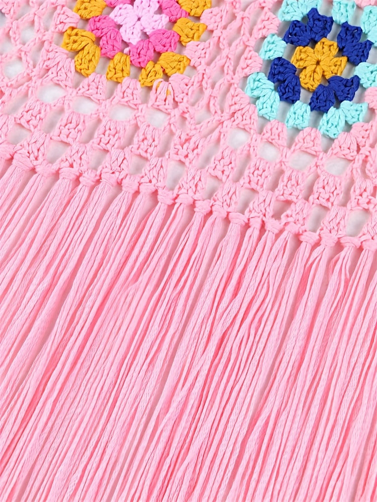 2025 Autumn Moroccan Kaftan Print Handmade Fringed Long Crochet Cardigan Cover-ups Women Clothing Beach Kimono Dresses A1215