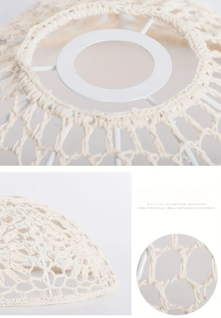 Bohemian Style Handwoven Rope Pendant Lampshade，Suitable for Bedroom、B & B、Hotel、Creative Lighting and Decoration