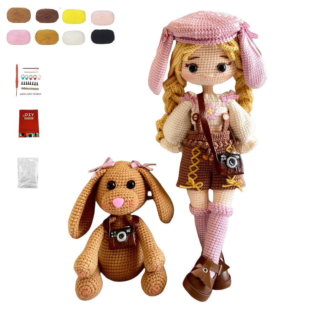 2pcs Princess Crochet Kit for Beginners, Beginner Crochet Kit for Adults with Step-by-Step Text Tutorials, Dog and Girl DIY Crafts for Adults, Birthday Festival Gifts, Cute Funny Modern Home Decorative Ornaments