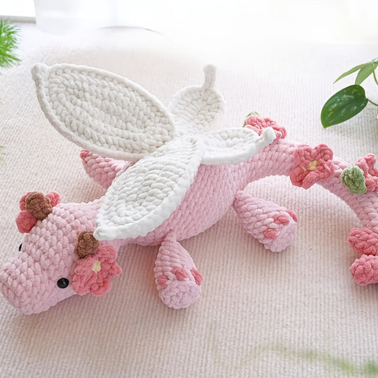 A set of pink flying dragons DIY Crochet Hook Set，Suitable for Beginners、Handicraft Enthusiast，Crochet Kit for Adults，DIY Adult Crafts，Birthday Valentine's Day Holiday Gifts，Cute and Fun Home Decor Ornaments-Non-Finished Product
