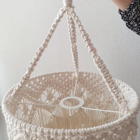 1Pieces Macrame Lampshade Bohemian Style Hanging Pendant Light Decorative Lampshade Hand Woven Pendant Light Decorative Tassel Lamp Shade - without Lights