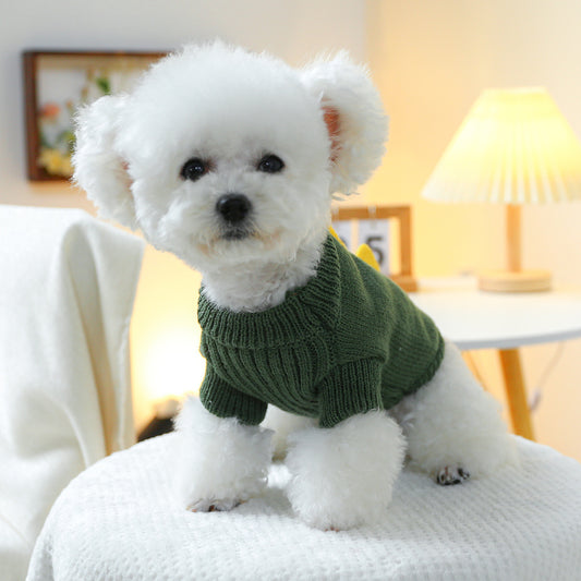 2 Piece Set Dinosaur Sweater Set - green + Yellow Pet Supplies Puppy Supplies Cat Supplies Sweater Set with High Collar