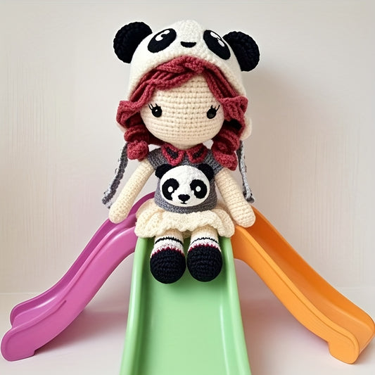 Girl Panda - Includes a complete set of weaving tools、High-quality yarn、Complete Crochet Kit with Instructions and English Video Tutorial。It's for My Family、Friends、Perfect gift for couples，Suitable for Christmas、Halloween and various festivals