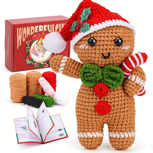 Beginner Crochet Kit，Christmas Crochet Knitting Kit for Adults Beginners，Complete Craft Kit Crochet Knitting Beginner Set，Comes with Step-by-Step Video Tutorial