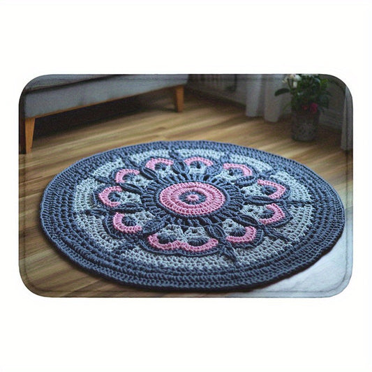 1pc Crocheted Mat AntiSlip Door Mat Outdoor Mat Outdoor Mat Soft Plush Indoor Outdoor Floor Mat for Home, Kitchen Bath Machine Washable Entrance Mat, Living Room Outdoor Floor Mats