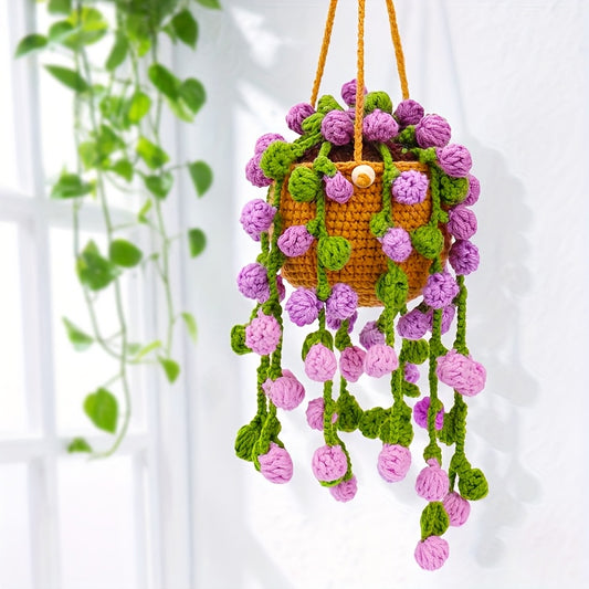 Hanging Potted Plant Crochet Kit，Crochet Kit with Step-by-Step Instructions and Video Tutorials，Adult DIY Knitting Kit，Gift
