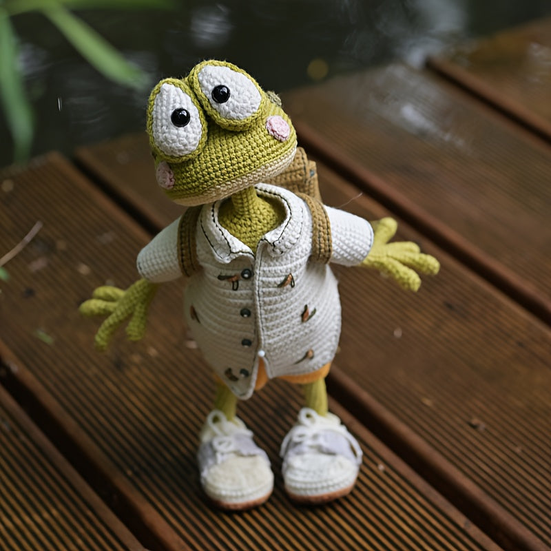2Pieces/Set，Adult Handmade DIY Crochet Kit，Wearing a coat with a frog and duck，Non-Finished Product，With Step-by-Step Text Tutorial，Cute and Fun Spring Home Office Desk Decorations，Easter Christmas Valentine's Day Mother's Day Father's Day Party Favors Bi