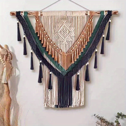 Beautiful Ethnic Exotic Handwoven Tapestry，For TV background and bedroom decoration——Embrace Nordic Soft Style in Your Space
