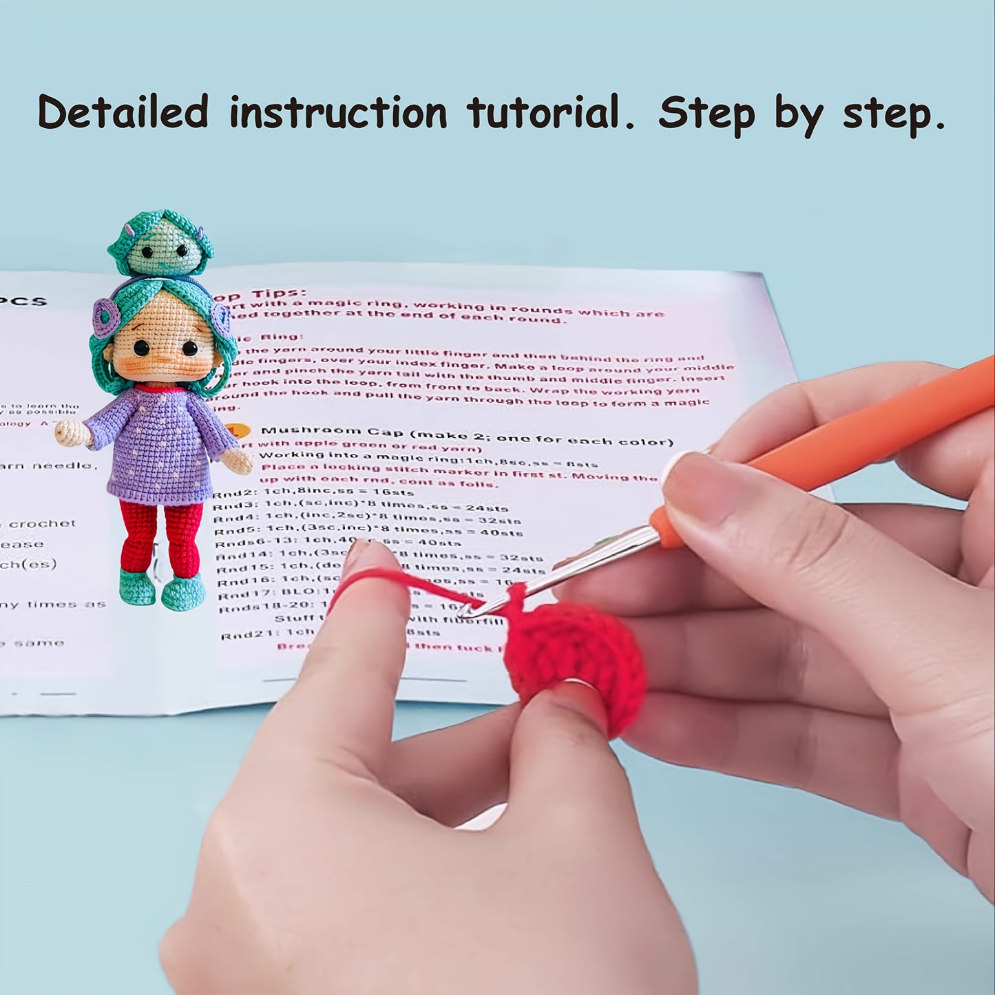 2Pieces/Set，Beginner DIY Crochet Hook Set（Non-Finished Product），Girl with Headband Crochet Kit，Funny Girl Knitting Kit，Adjustable Headband，Comes with step-by-step video tutorials，DIY Birthday Gift、Thanksgiving Gift、Wedding Decorations，Indoor Decorations！