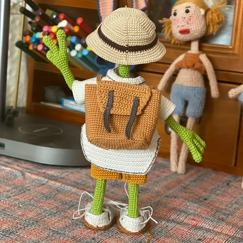 2Pieces/Set，Adult Handmade DIY Crochet Kit，Wearing a coat with a frog and duck，Non-Finished Product，With Step-by-Step Text Tutorial，Cute and Fun Spring Home Office Desk Decorations，Easter Christmas Valentine's Day Mother's Day Father's Day Party Favors Bi