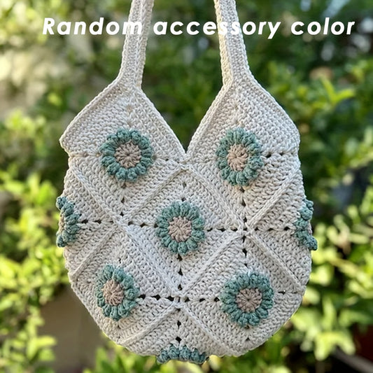 Beginner Crochet Kit - Floral Plaid Handbag - Complete Set of Crochet Tools，Contains high-quality yarn、Tutorial。Suitable for Families、Friends、Perfect gift for couples，Christmas、Halloween and summer decorations, etc