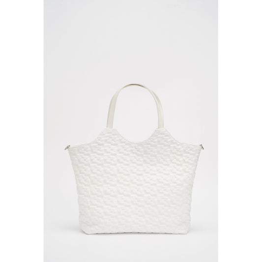 Two-tone Tote Bag2025New Large Capacity Casual Waterproof Tote Bag for Women in Cream White with Textured Pattern/Obsidian Black Coarse Flower Commuter Shopping Bag