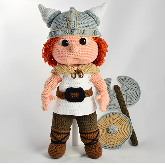 1Crochet Hook Needle Boy with Axe，Includes complete weaving kit、High-quality yarn、Manual and English Video Tutorial。Suitable for Families、Friends、Couple，Makes a perfect gift for all occasions