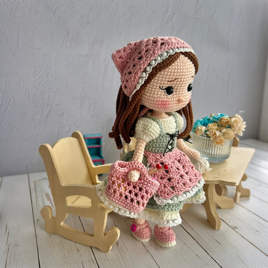 1Beginner Princess Crochet Kit，Step-by-Step Crochet Kit for Adults，Girl and Rabbit DIY Woven Kit，Cute Spring and Summer Home Decorations，Birthday and Valentine's Day Gifts