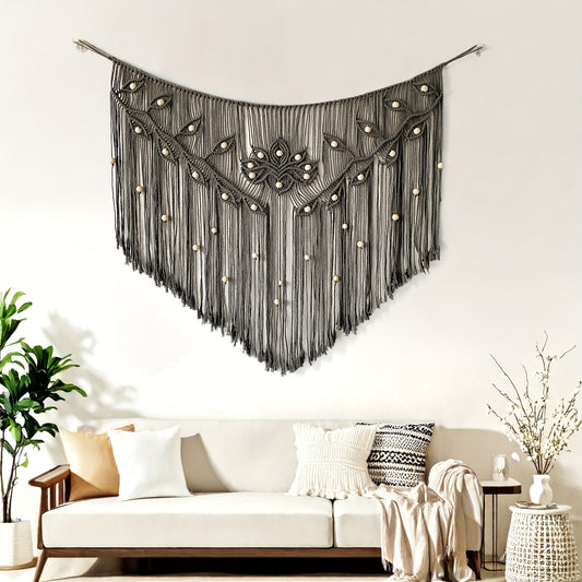 1pc Boho Wall Hanging Bead Tassel Tapestry Macron Wall Hanging Curtain Large Handmade Bedroom Wall Hanging Living Room Tapestry