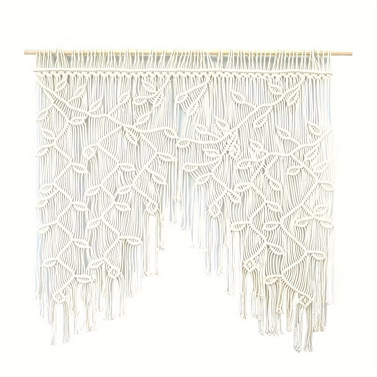Handmade bohemian Leaf Pattern Tassel Tapestry - Large Size White and Beige Textured Wall Decoration，Suitable for Living Room、Bedroom、Office decorations，No Electricity Required Modern Home Art，Enhance the Aesthetic Appeal of the Room，Natural Style Handicr