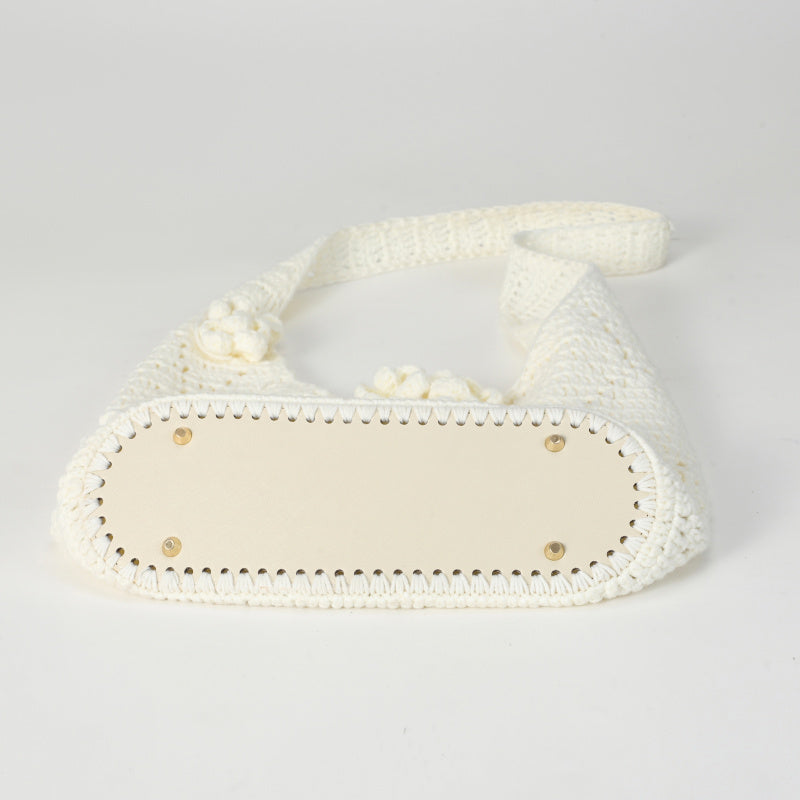 Original Handmade Crochet Woven Bag Women2025New ins Mori Hollow Flower Shoulder Bag Portable Crossbody Bag Summer