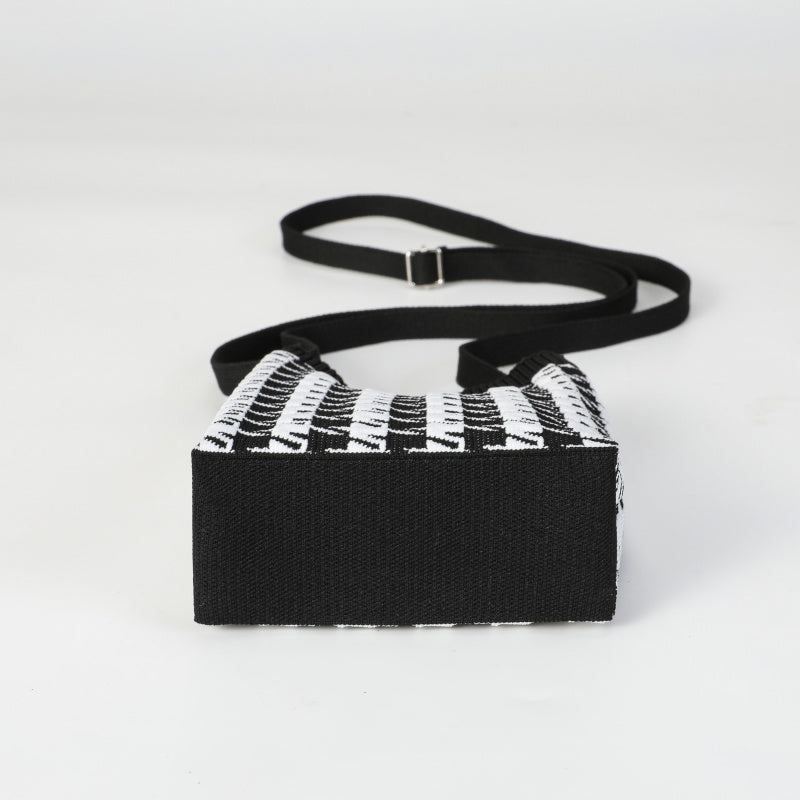 Black and White Houndstooth Crossbody Small Bag for Women, Fashionable Versatile Retro Mini Portable Phone Small Square Bag