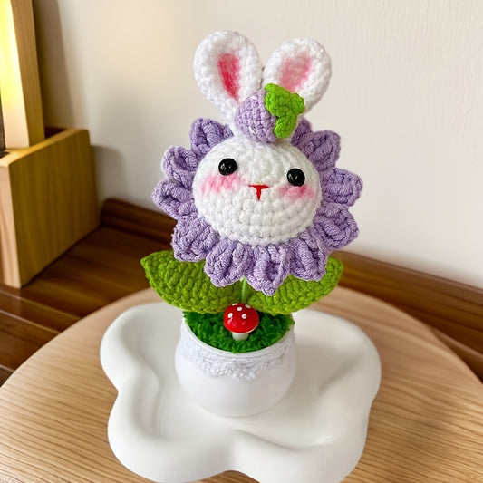 Handmade Crochet Rabbit Flower Pot - Charming home decor，Perfect choice for Valentine's Day and Mother's Day，An ideal gift for friends and besties