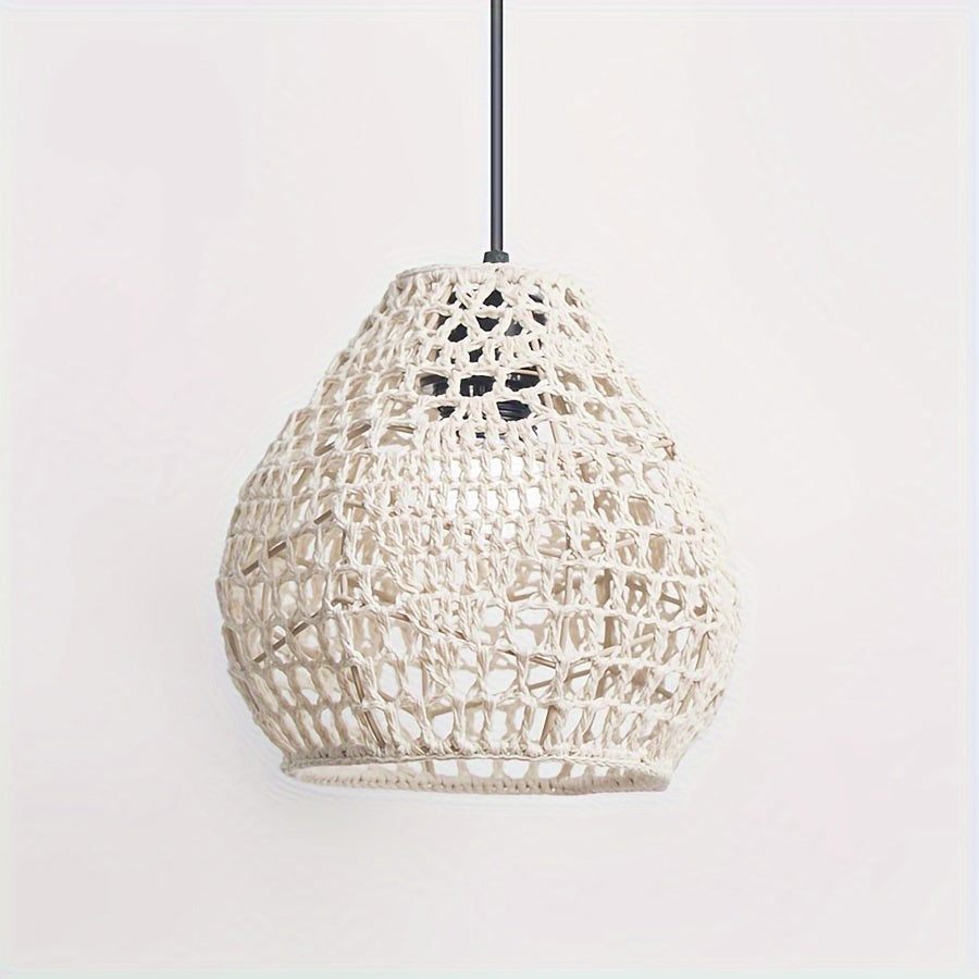 Bohemian Style Woven Pendant Lamp Shade Handwoven Indoor Decorative Lighting Living Room Homestay Hotel Bar Counter Creative Decorative Lighting