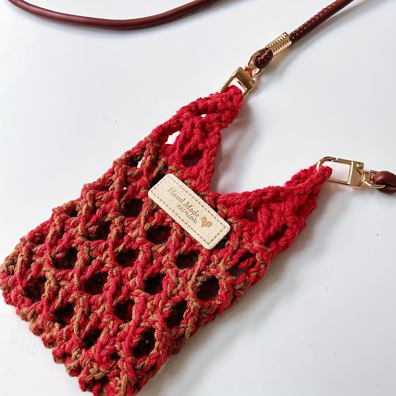 1Handmade Crochet Phone Pouch，Women's Crossbody Phone Front Strap Shoulder Bag，Small-sized Bag
