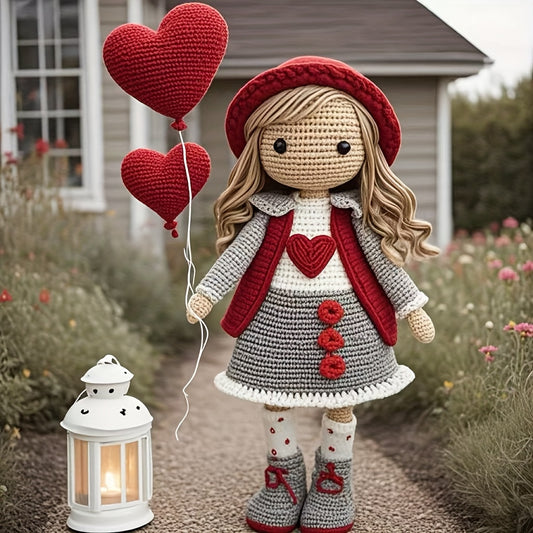 Beginner Animal Crochet Kit，Crochet Kit for Adults with Step-by-Step Tutorial Text Guide，Heart-shaped Girl DIY Woven Kit，Cute Spring and Summer Home Decorations，Birthday and Valentine's Day Gifts