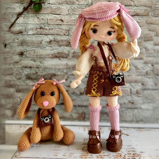 2pcs Princess Crochet Kit for Beginners, Beginner Crochet Kit for Adults with Step-by-Step Text Tutorials, Dog and Girl DIY Crafts for Adults, Birthday Festival Gifts, Cute Funny Modern Home Decorative Ornaments